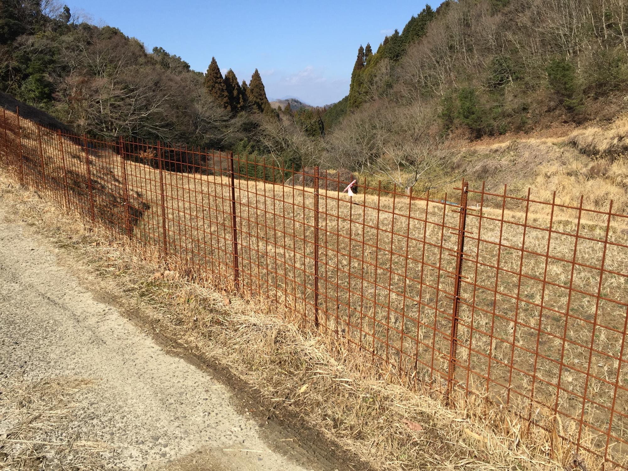 （写真） 全国で普及しているイノシシ用ワイヤーメッシュ柵